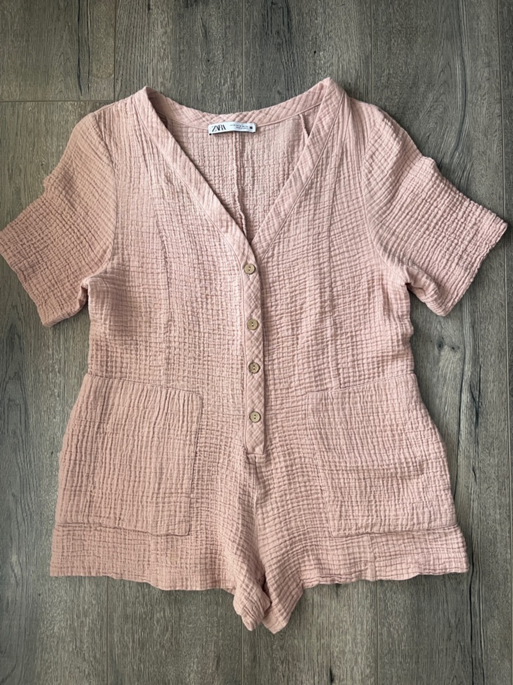 Zara Dusty Pink  Button-Front Romper